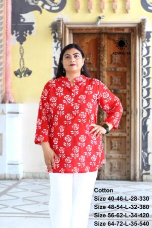 Rust Red Rose Tunic Tops For Women