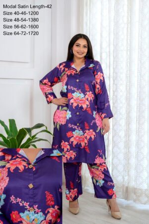 Plus Size Purple Floral Coord Set