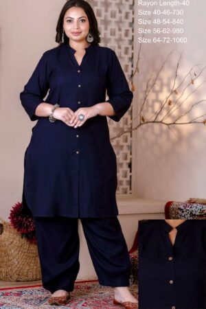 Plus Size Midnight Blue Solid Co Ord Set
